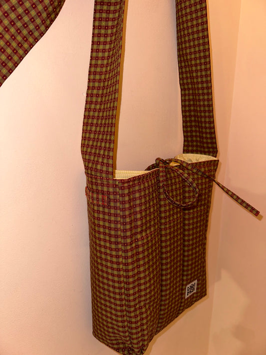 Grunge Gingham Tie-Up City Tote