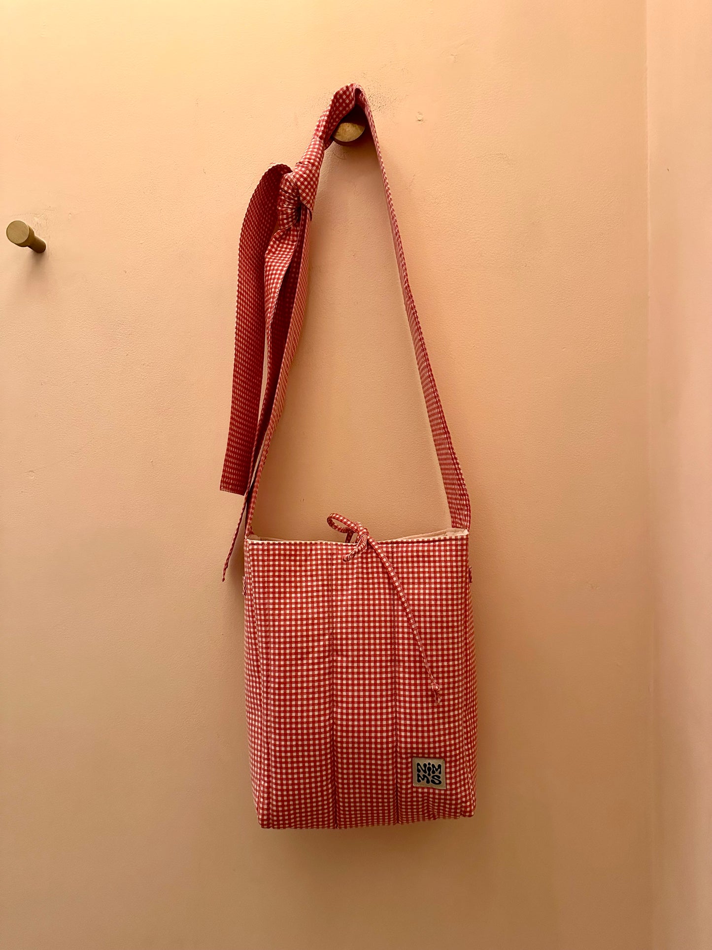 Red Gingham Tie-Up City Tote