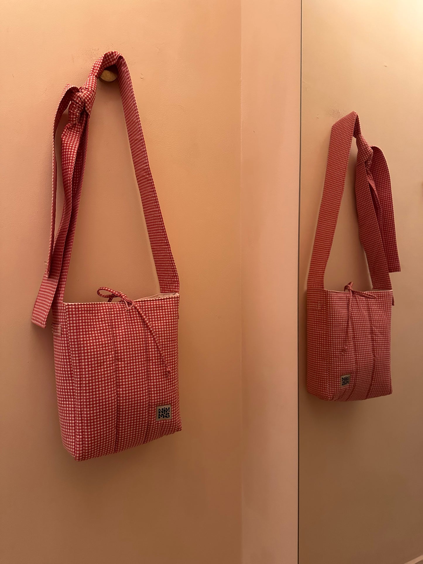 Red Gingham Tie-Up City Tote