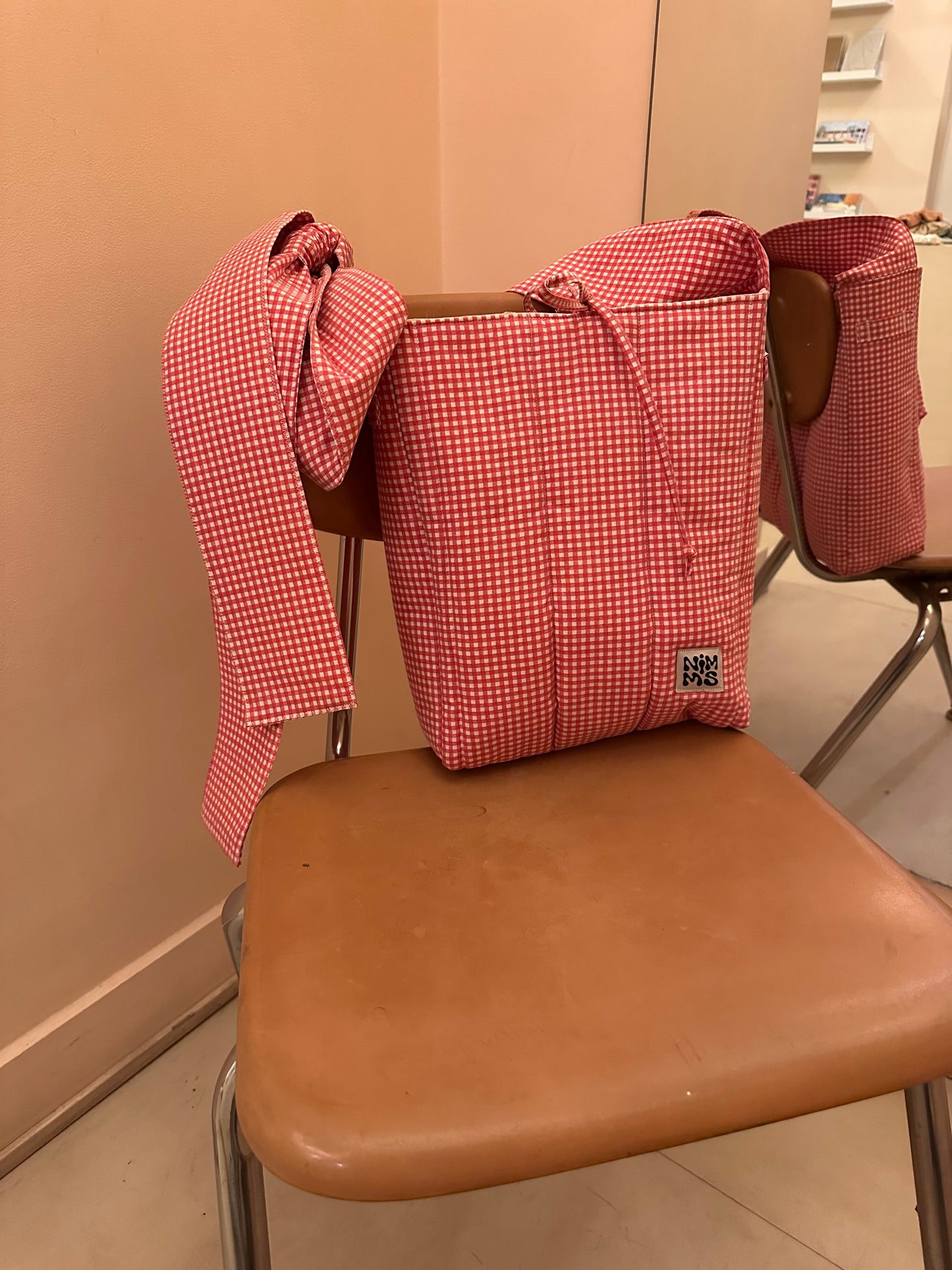 Red Gingham Tie-Up City Tote